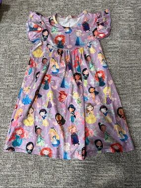 Girls' Purple Princess Character Print Dress